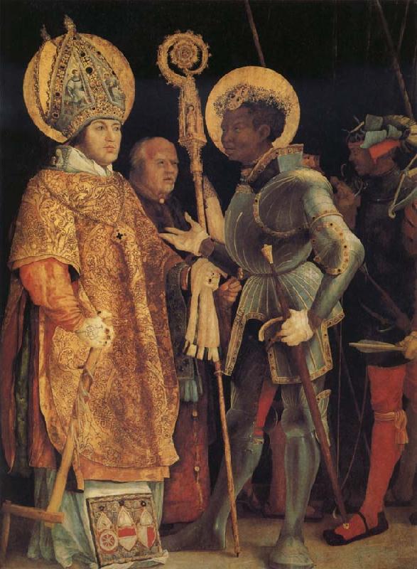 Grunewald, Matthias The Meeting of St Erasmus and St Maurice France oil painting art